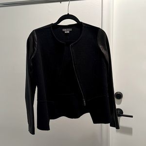 Vince black jacket with leather sleeves
